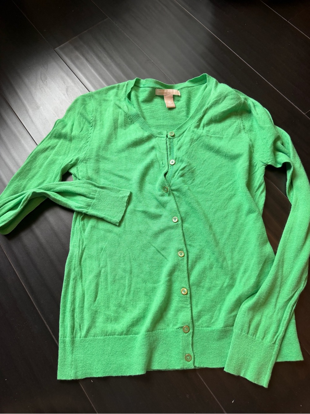 Banana Republic Bright Green Button-Up Cardigan linen cotton size medium
